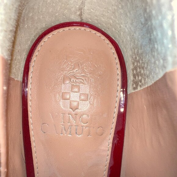 Vince Camuto Segellis Red Patent Leather Stacked Block Loafer Heels, Size 8 EC! - Picture 7 of 13